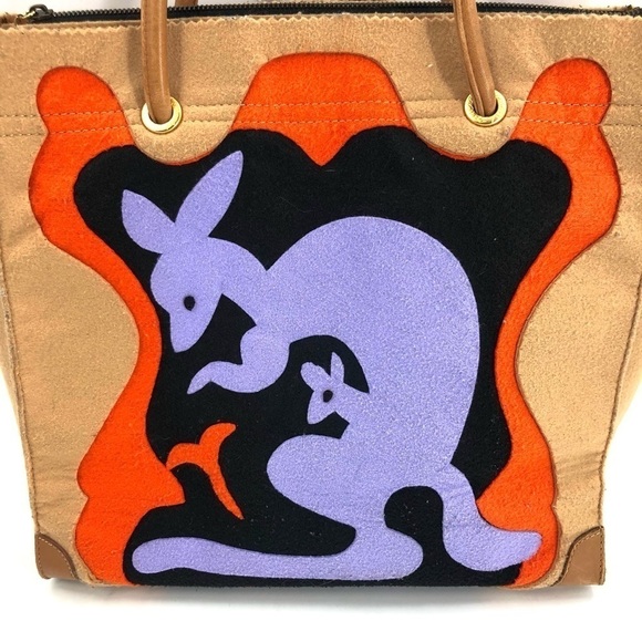 Rare Michael Simon Kangaroo Tote Bag Colorful Felt Carryall Designer Artsy Purse - Picture 2 of 13